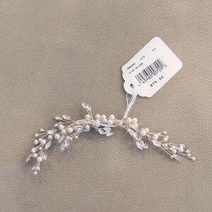 David's Bridal Silver and White Pearl Hairpiece